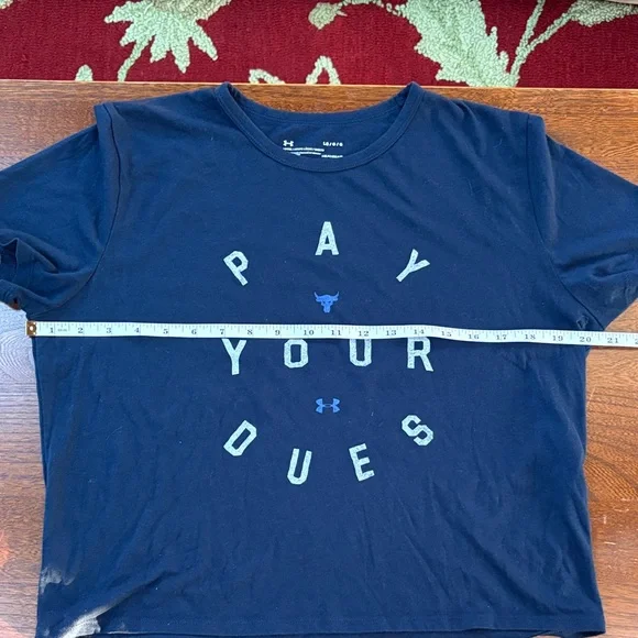 Under Armour Women’s Project Rock Navy T-Shirt Large - Picture 2 of 9